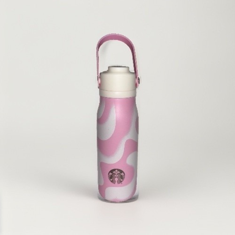 NWT 2026 Starbucks Pink Vibes 18oz Stainless Steel Water Bottle Pink Swirls